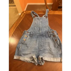 Madewell Adirondack Short Overalls in Dawkins Wash Blue Sz S thumbnail 4