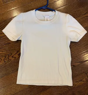 Pink Rose Cream ribbed fitted T-shirt thumbnail 1