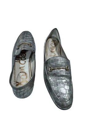 Sam Edelman Loraine Loafer Metallic Gold Crocodile Embossed Horsebit Leather 10M thumbnail 9