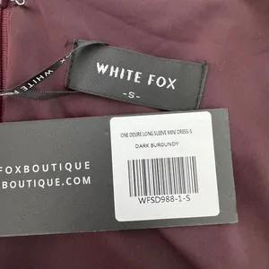 White Fox One‎ Desire Mini Dress Small Dark Burgundy Cutout Long Sleeve Beaded thumbnail 9