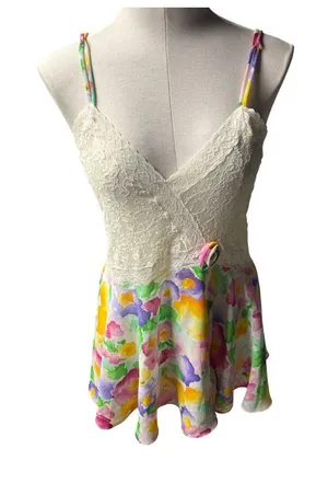 Victorias Secret Floral Babydoll Lace Chemise With Adjustable Straps Size M 31a thumbnail 1