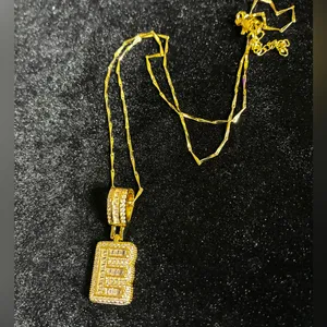 New Iced Out Baguette Initial “E” Pendant Necklace 18-20” thumbnail 2