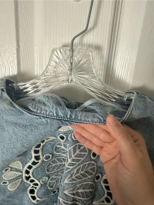 Farm Rio Denim Richelieu Kimono Sleeves Cropped Blouse M thumbnail 5