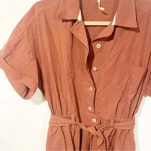 Free People Medium Brown‎ Rust No Plans Shorts Romper Belted Waist One Piece thumbnail 4
