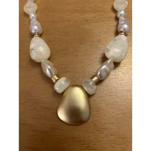 New women’s a new day statement necklace White Satiny Gold marble Look thumbnail 3