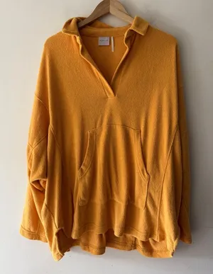 Out From Under Urban Outfitters Mustard Yellow‎ Terry Oversized Pullover Top thumbnail 1