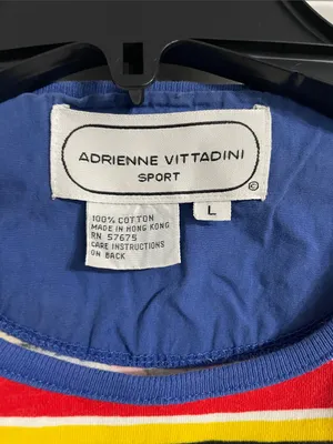 RARE Adrienne Vittadini Sport T-shirt Vibrant Multi Geometric Striped Aztec L thumbnail 3