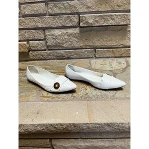 Tory Burch pointed-toe Stiched Gold Tone Logo flats white leather size 8 thumbnail 12