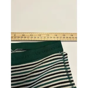 Victoria's Secret Pajama Set Women L Green Striped Thermal Lounge Sleepwear Set thumbnail 15