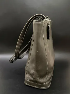 Vintage COACH 9305 Gray Glove-Tanned Leather Bleecker Bucket Shoulder Tote Bag thumbnail 2