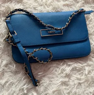 DKNY Blue Leather Crossbody with Gold Chain Strap thumbnail 1
