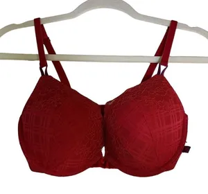 Victoria's Secret Bra Sz 32DD Red T-shirt Push Up Lace Velvet Convertible Strap thumbnail 1
