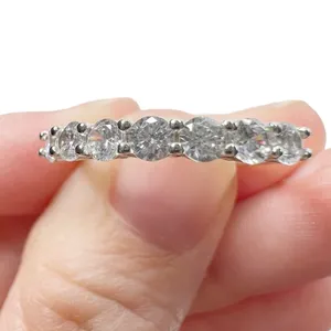 Sterling Silver Round Cut Seven Clear Cubic Zirconia Stones Band Ring thumbnail 9