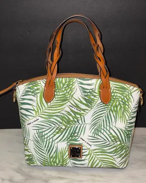 NWT Dooney & Bourke Siesta Key Celeste Satchel White Palm Leaf Bag Purse thumbnail 1