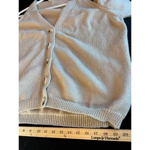 Tan Beige Cold Shoulder Button Front Cardigan Knit Sweater 3XL Size 3X thumbnail 2
