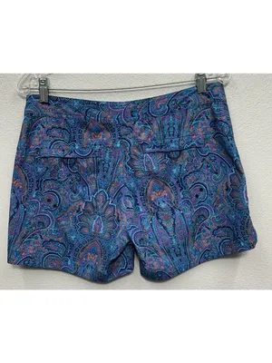 Title Nine Nimblene Shorts Womens 8 Blue Paisley 5” Inseam Quick Dry Stretch thumbnail 2