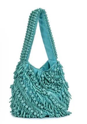 Blue beaded purse thumbnail 1