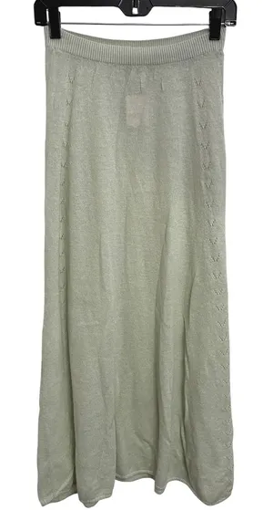 NWT Free People Floating Air Swit Maxi Skirt XS Tranquility Green Wool Knit thumbnail 1