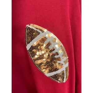 Timing‎ red crewneck sequined football Game Day Sweatshirt size small thumbnail 4