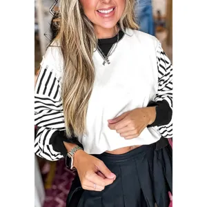 Color-Block Striped Long Sleeve Sweatshirt - Medium thumbnail 3