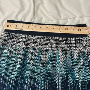 Vintage Free People Sequin Ombre Mini Skirt - Navy, Teal & Silver thumbnail 8
