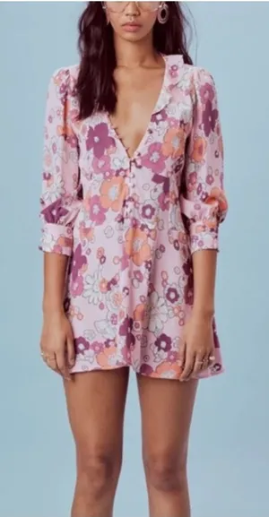 For Love & Lemons Magnolia Pink Floral Dress Medium thumbnail 1