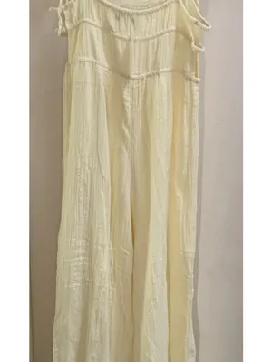 Urban Outfitters UO Courtney Tie Off white Ivory Crème Jumpsuit Large New Lined thumbnail 7