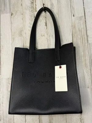 NWT Ted Baker London Women's Black Tote Bag "The Icon" Embossed‎ Logo thumbnail 1