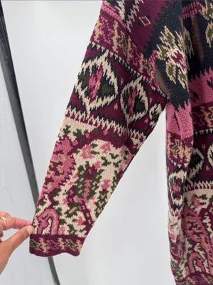 Express Tricot vintage 90s Women's floral Sweater Plum Pink M oversized retro thumbnail 7
