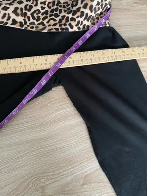 PINK VS XS Leopard Print Foldover Yoga Pants Black Bootcut Y2K 2013 Tumblr thumbnail 6