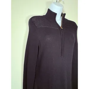 Lauren Ralph Lauren Mock Neck Quarter Zip Long Sweater Dress Black‎ Size PS thumbnail 3