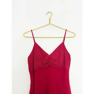 Vintage Y2K Red Beaded Asymmetrical Hem Midi Dress Medium Fairy Whimsigoth 90s thumbnail 4