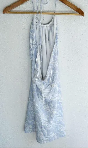 Abercrombie & Fitch Swirl Halter Mini Dress NWT Blue Sz Large thumbnail 6