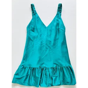 Hemline Rita Miin Ruffle Dress Emerald Green Size Medium Satin Cocktail Party thumbnail 2