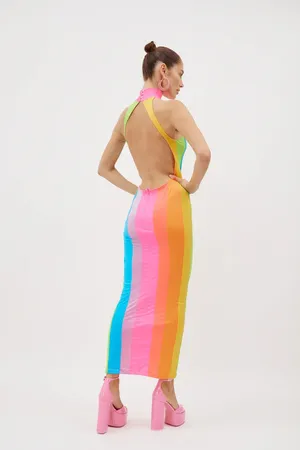 Revolve NWT New Arrivals Women's US S/EU 34 Iggy Dress In Cova Santa Rainbow. thumbnail 3
