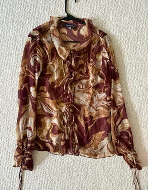 Urban Outfitters Brown Sheer Long Sleeve thumbnail 1