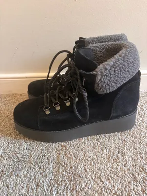 Sam Edelman Franc Black Suede Platform Hiker Ankle Boots Size 8 thumbnail 3
