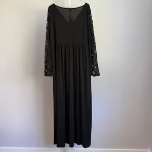 Zattcas Women's XXXL Black Maxi‎ Dress Long Lace Sleeve V Neck thumbnail 7