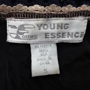 Vintage Young Essence 100% Silk Brown & Black Sequin Tie Front Cardigan Size S thumbnail 5