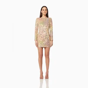 Elliatt Terrain Sequins Long Sleeve Mini Dress Multi Small NWT Party Ready thumbnail 3