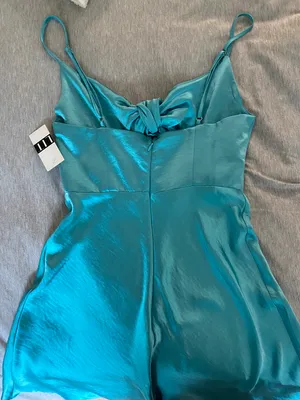 Angel Biba NWT Aqua Satin Dress thumbnail 4