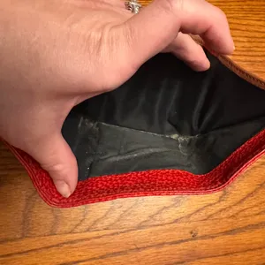 Perry Ellis Crossgrain Leather Wallet Red vintage thumbnail 4