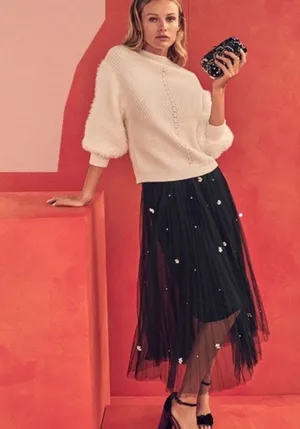 Anthropologie Knitted & Knotted ivory soft eyelash sleeves sweater thumbnail 3