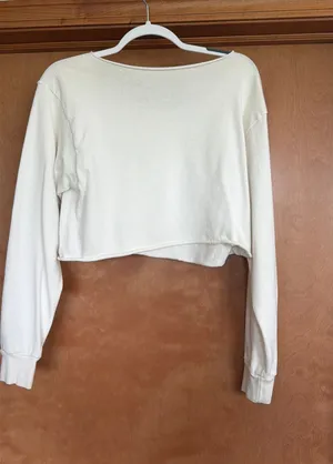 Brandy Melville Top Crop White Long Sleeve thumbnail 1