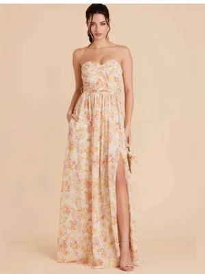 Birdy Grey Grace Convertible Dress with slit in Chiffon Pressed Floral sz S NEW thumbnail 3