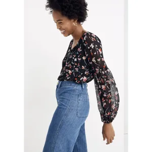 Madewell Shirred Sleeve in Drifting Flowers Blouse Size XS thumbnail 2