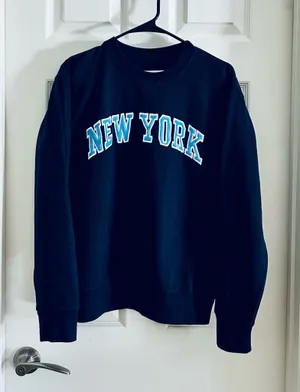 Navy Blue "New York" Crewneck Sweatshirt - Women's Sweater thumbnail 1