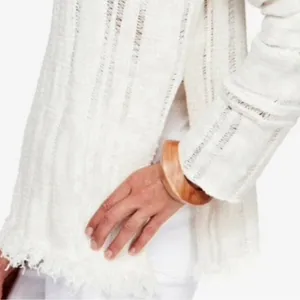 Free People Ocean Drive Ivory Distressed Pullover Sweater S thumbnail 12