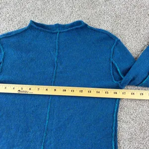 We The Free 100% Cashmere Sweater Women XS Roll Neck Seam Detail Blue Boho Indie thumbnail 6