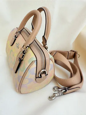 NWT Coach Mini Rowan Crossbody Bag Rainbow Signature Canvas CDC39 Sand Multi thumbnail 2